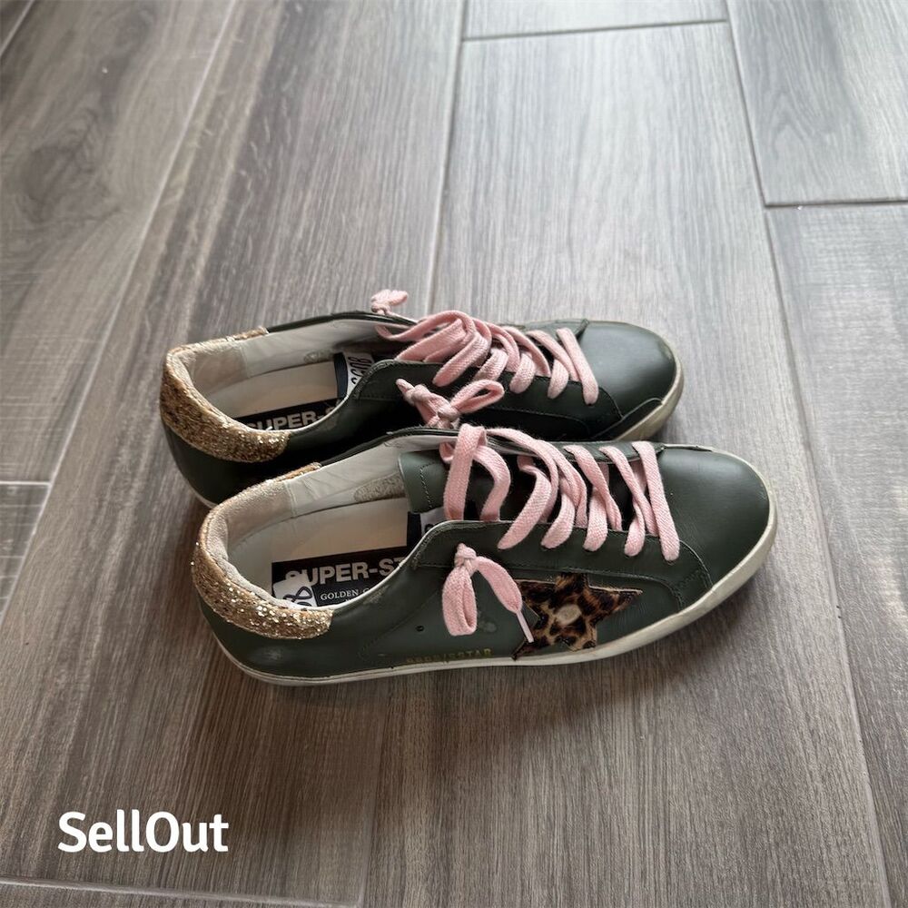 Golden Goose Sneakers with Pink Laces and Gold Heel